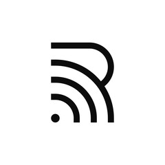 Letter R signal wifi connection logo