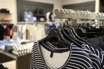 Fashionable jackets in the store.