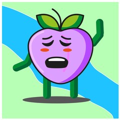 Cute peach fruits cartoon face mascot character with hand and leg vector design