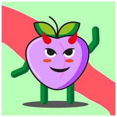 Cute peach fruits cartoon face mascot character with hand and leg vector design