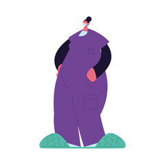 Female doctor in medical uniform with mask and gown