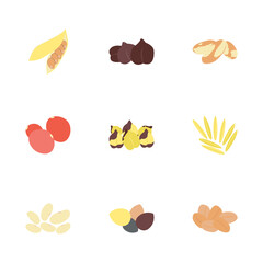 Dried Fruits Flat Icons Set 
