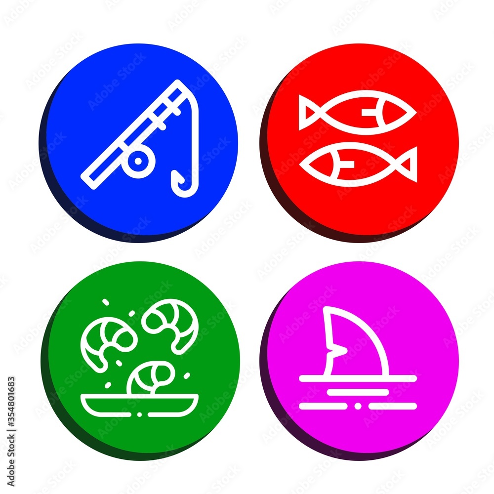 Sticker Set of seafood icons