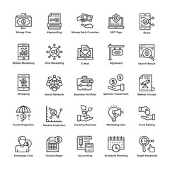 Market and Economy Line Icons Set 