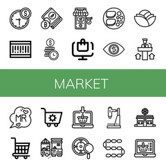 market simple icons set