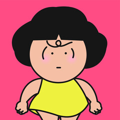 Closeup Portrait Of Angry And Aggressive Girl With Clenched Fists Concept Card Character illustration