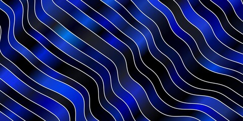 Dark BLUE vector texture with wry lines. Colorful illustration, which consists of curves. Pattern for websites, landing pages.