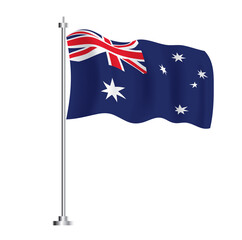 Australian Flag. Isolated Wave Flag of Australia Country.