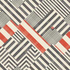 Abstract seamless striped geometric pattern on texture background in retro colors. Creative vector pattern for ceramic tile, wallpaper, linoleum, textile, web page background.