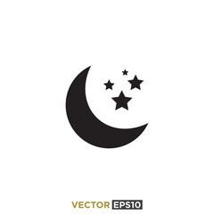 Moon Stars Icon Vector Template