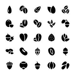 Dry Fruits Glyph Vectors Pack 