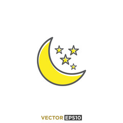 Obraz na płótnie Canvas Moon Stars Icon Vector Template