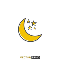 Obraz na płótnie Canvas Moon Stars Icon Vector Template