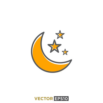 Moon Stars Icon Vector Template