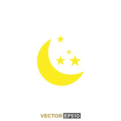 Fototapeta na wymiar Moon Stars Icon Vector Template