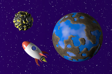 Space background, 3D rendering.