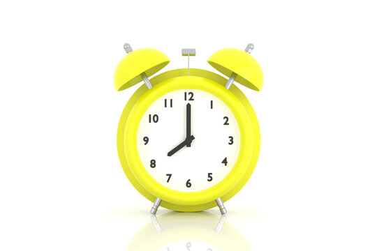 Alarm clock isolated on white background. 3D rendering.
