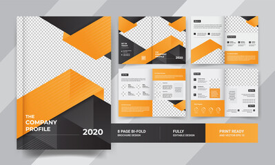 8 Pages creative business brochure with modern abstract design. Use its business presentations and multi-purpose design	
