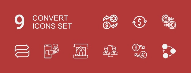 Editable 9 convert icons for web and mobile