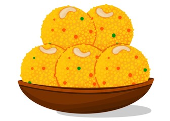 Boondi ladoo or bundi Ladoo Indian Sweets or Mithai Food Vector