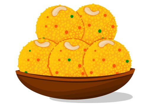 Boondi ladoo or bundi Ladoo Indian Sweets or Mithai Food Vector