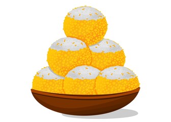 Boondi ladoo or bundi Ladoo Indian Sweets or Mithai Food Vector