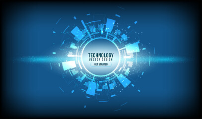 Abstract technology background Hi-tech communication concept, technology, digital business, innovation, science fiction scene vector illustration with copy-space.