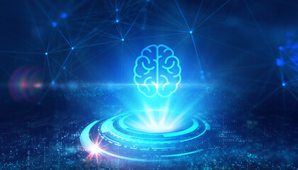 Artificial intelligence (AI), machine learning and modern computer technologies concepts. Business, Technology, Internet and network concept.