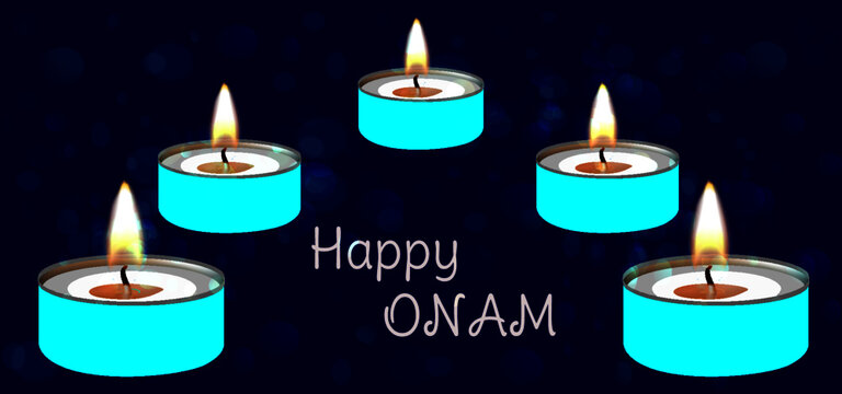 Abstract Happy Onam Lettering With Bokeh Background