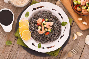 Squid ink risotto.
