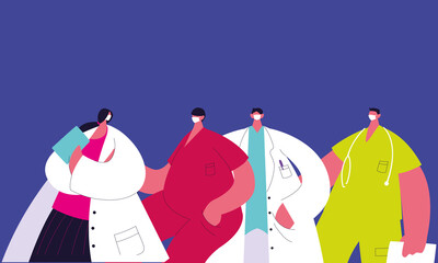 doctors wearing face masks and medical uniforms