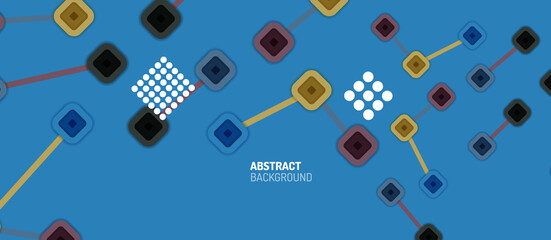 Abstract square dot connections, flat style multicolored geometric background for Wallpaper, Banner, Background, Card, Book Illustration, landing page or poster design