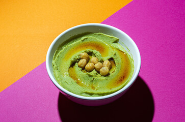 Homemade avocado and chickpea hummus