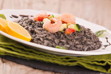 Squid ink risotto.
