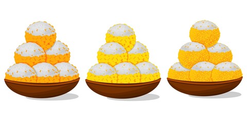 Boondi Laddu Indian Sweets or Mithai Food Vector