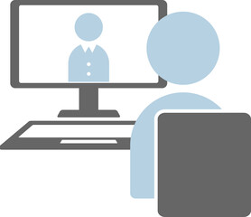 オンライン面接（お見合い）をする人のアイコン　イラスト