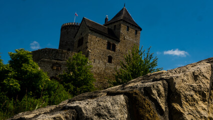 Fototapeta premium View of the historic castle and walls in Będzin. Ready for entry.