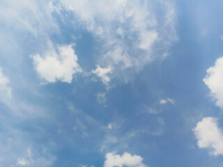 White cloudy blue sky as background. 