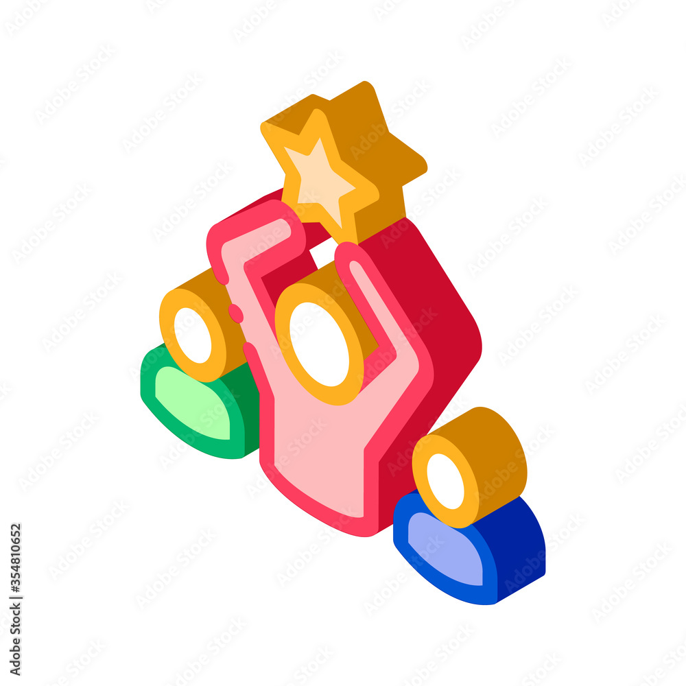 Sticker winner star human talent icon vector isometric sign. color isolated symbol illustration