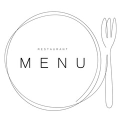 Menu restaurant background card with fork and plate, vector illustration