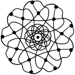 Simple flower mandala for coloring book. Monochrome contour pattern with ethnic decorative elements. Hand drawn illustration isolated on white background.