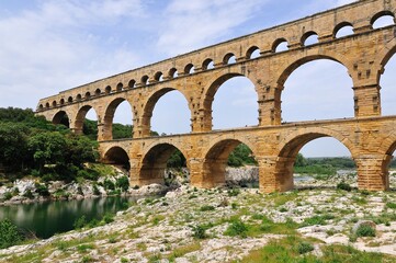 Fototapeta na wymiar The Pont du Gard, ancient Roman aqueduct bridge, south of France