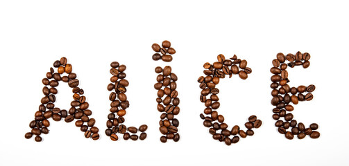 Alice's name from coffee beans