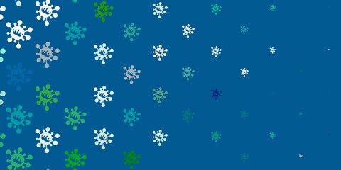 Light blue, green vector template with flu signs.