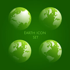 Earth Globe green Icon Set. globe symbol ecology gradient kit .Vector illustration.