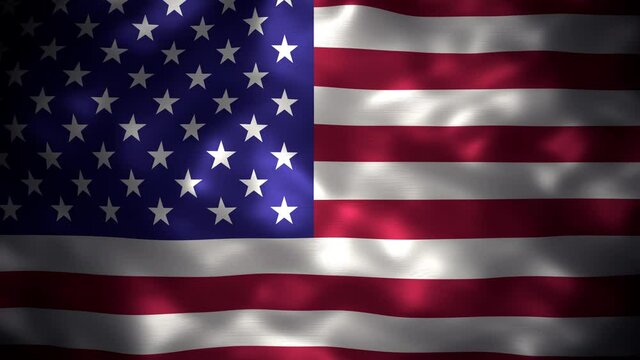 Realistic looping 3D animation of the national flag of the United States of America, rendered in UHD