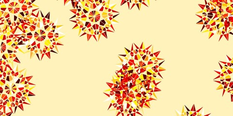 Light Red, Yellow vector doodle background with flowers.