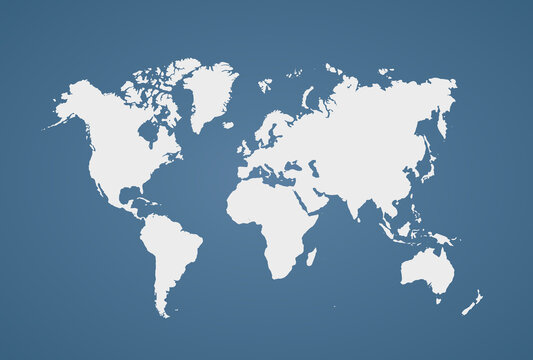 Image of a vector world map with a colorful blue background. Vector illustration. EPS 10.