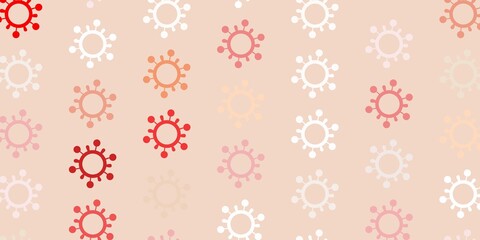 Light Red vector backdrop with virus symbols.