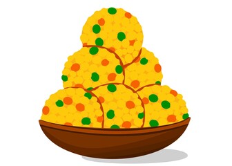 Boondi Laddu Indian Sweets or Mithai Food Vector